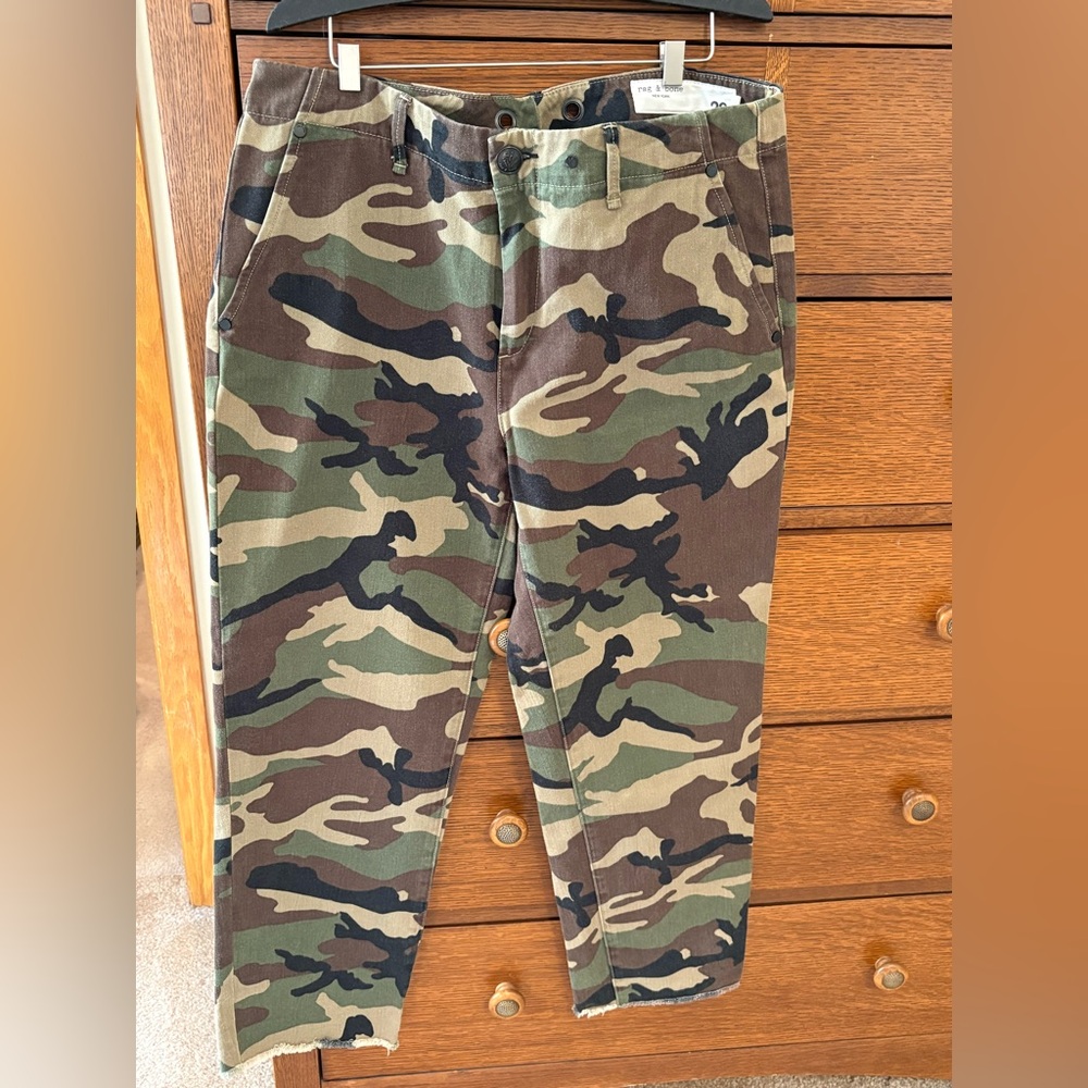 rag & bone Women's Camouflage Straight Leg Pants - Green, Brown, Black